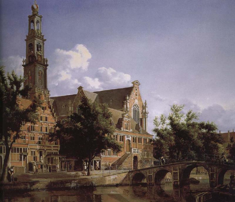 Jan van der Heyden Canal and Church of the scenic West oil painting image